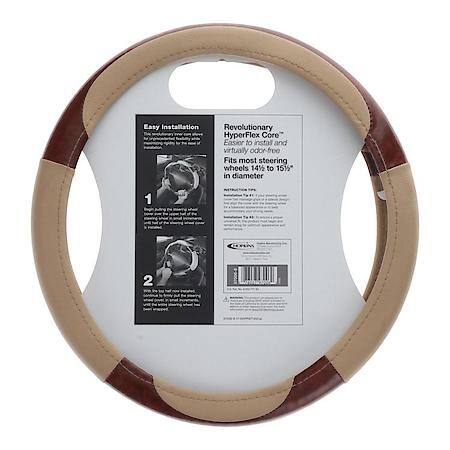 Deluxe Burlwood Tan Steering Wheel Cover