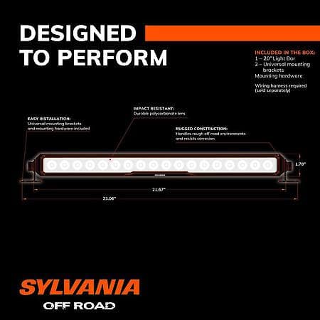 Rugged Off Road 20 Inch LED Light Bar, Flood Beam, IP69K Waterproof Rating