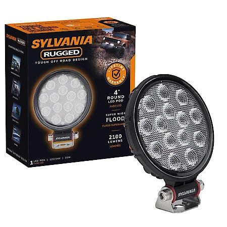 Rugged Off Road 4 Inch LED Pod Round, Flood Beam, IP69K Waterproof Rating