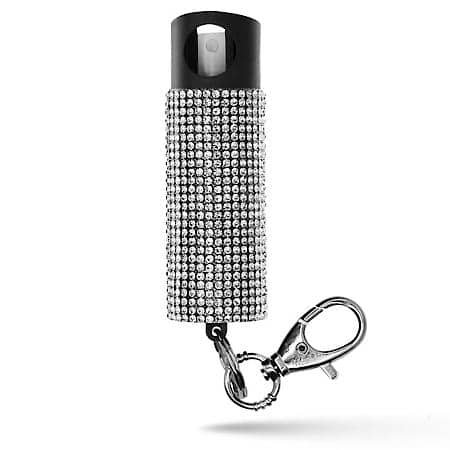 BLING IT ON GLOW IN THE DARK PEPPER SPRAY KEYCHAIN WITH STYLISH RHINESTONE DESIGN