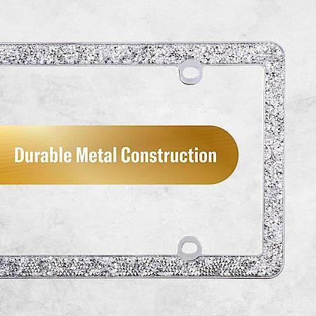 Crushed Bling License Plate Frame, Includes Mounting Caps