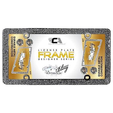 Crushed Bling License Plate Frame, Includes Mounting Caps