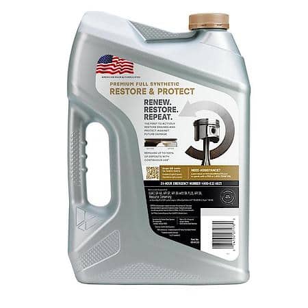 Restore & Protect 0W-20 Full Synthetic Motor Oil, Maximizes Engine Performance, 5 Quart