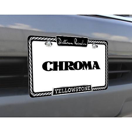 Yellowstone Rope Design Dutton Ranch Black/Chrome Metal License Plate Frame