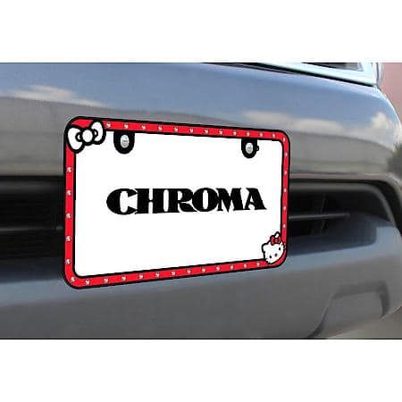 Hello Kitty Bow & Face Black Gem License Plate Frame
