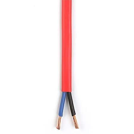 Jacketed Duplex Wire, Black/Blue, 12/2 Gauge, Red Jacket