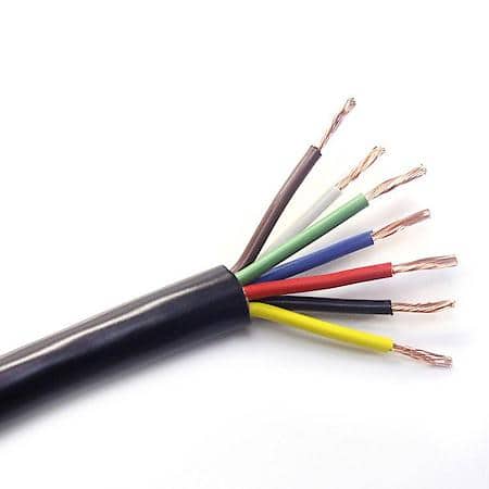 Trailer Cable Wire, Blue/White/Brown/Dark Green/Red/Yellow/Black, 14/6-12/1 Gauge