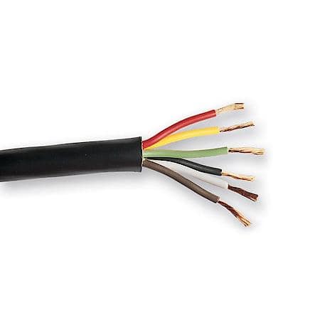 Trailer Cable Wire, Red/Green/Brown/White/Black/Yellow, 12/6 Gauge