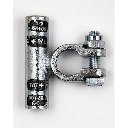 Flag Crimpable Battery Terminals, 1/0 Gauge, Positive