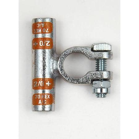 Flag Crimpable Battery Terminals, 2/0 Gauge, Positive