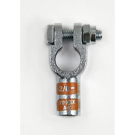 Straight Crimpable Battery Terminals, 2/0 Gauge, Negative