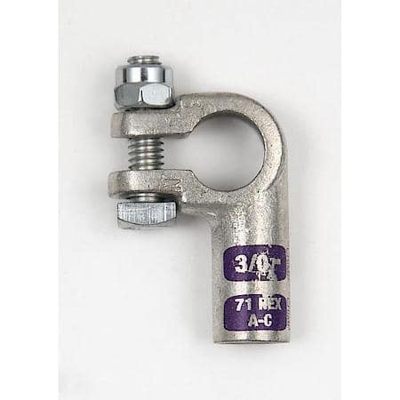 Left Elbow Crimpable Battery Terminals, 3/0 Gauge, Negative