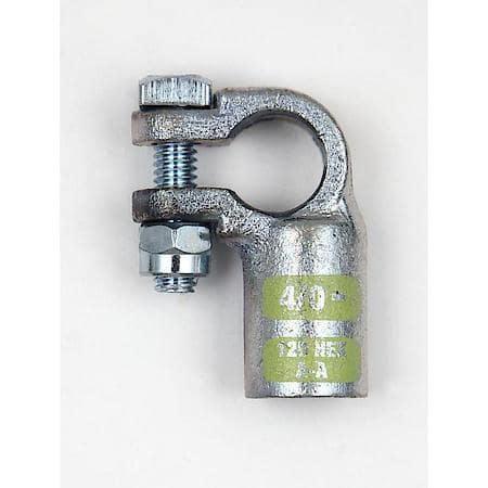 Left Elbow Crimpable Battery Terminals, 4/0 Gauge, Negative