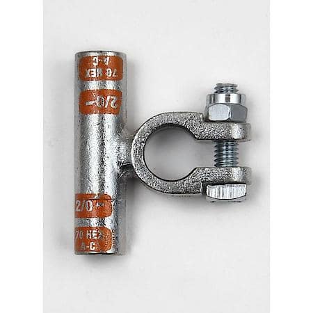 Flag Crimpable Battery Terminals, 2/0 Gauge, Negative