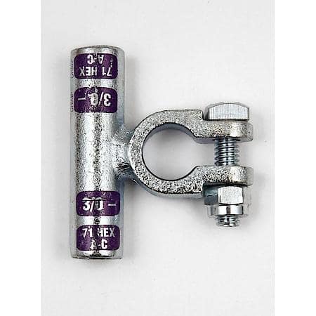 Flag Crimpable Battery Terminals, 3/0 Gauge, Negative