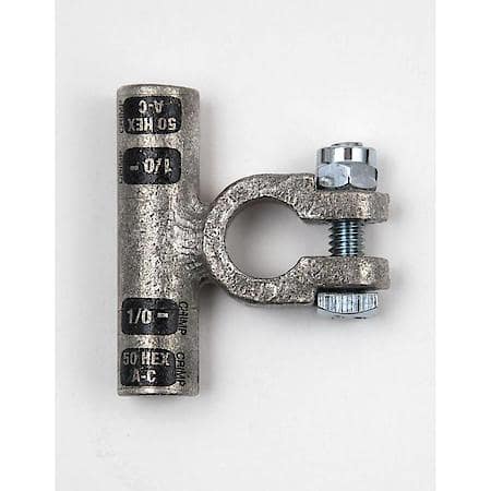 Flag Crimpable Battery Terminals, 1/0 Gauge, Negative