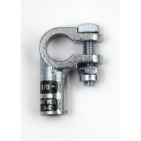 Right Elbow Crimpable Battery Terminals, 1/0 Gauge, Negative