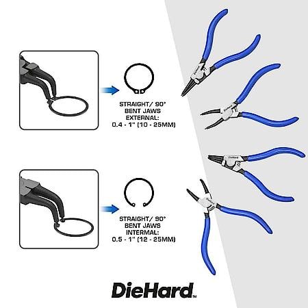 Precision Snap Ring Pliers Set: Precision Tips for Accurate Fit, 5┬┐1/2 in., 4┬┐Piece