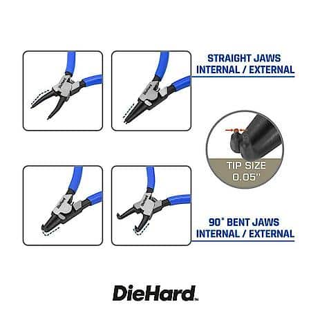 Precision Snap Ring Pliers Set: Precision Tips for Accurate Fit, 5┬┐1/2 in., 4┬┐Piece
