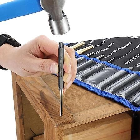 Punch and Chisel Set: CR┬┐V Steel for Cutting and Marking, 12┬┐Piece