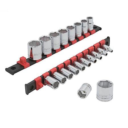1/4 in. & 3/8 in. Drive Socket Set: Anti┬┐Slip Design, SAE Coverage, 20┬┐Piece