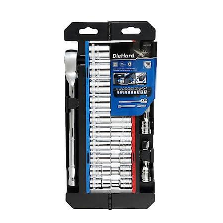 1/2 in. Drive Socket Set: 72┬┐Tooth Ratchet, SAE & Metric Coverage, 23┬┐Piece