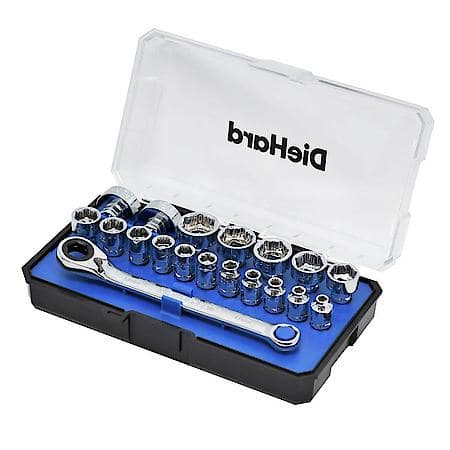 1/4" Drive Low-Profile Go-Thru Socket Anti-Slip Set, 19 Piece, 120 Tooth