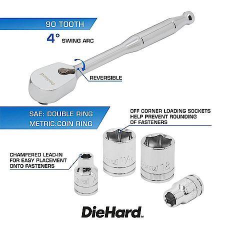 1/2 in. Drive Socket Set, 46 Piece, 90 Tooth