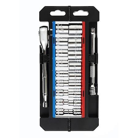 3/8 in. Drive Socket Set: 72┬┐Tooth Ratchet, SAE & Metric Coverage, 20┬┐Piece