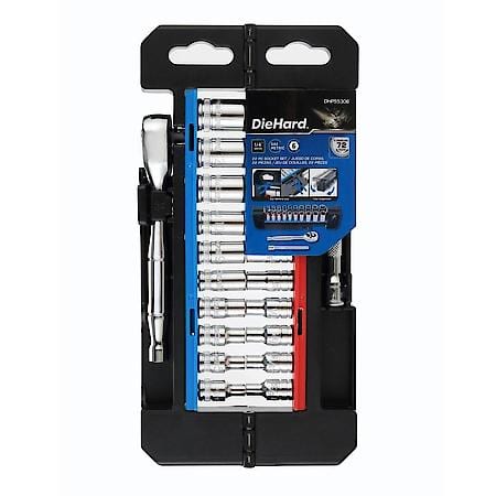 1/4 in. Drive Socket Set: 72┬┐Tooth Ratchet, SAE & Metric Coverage, 22┬┐Piece