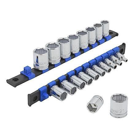 1/4 in. & 3/8 in. Drive Socket Set: Anti┬┐Slip Design, Metric Coverage, 20┬┐Piece