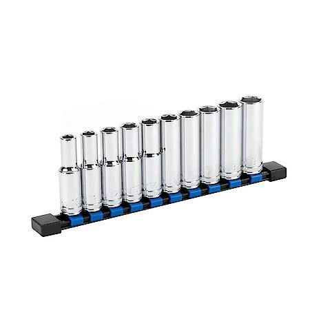 1/2 in. Drive 6-Point Deep Socket Set, Metric, 10 Piece