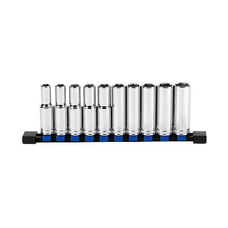 1/2 in. Drive 6-Point Deep Socket Set, Metric, 10 Piece