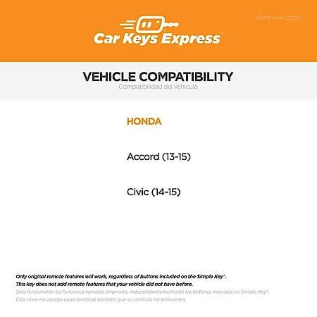 Replacement Honda Remote & Key Combo - 4 Buttons