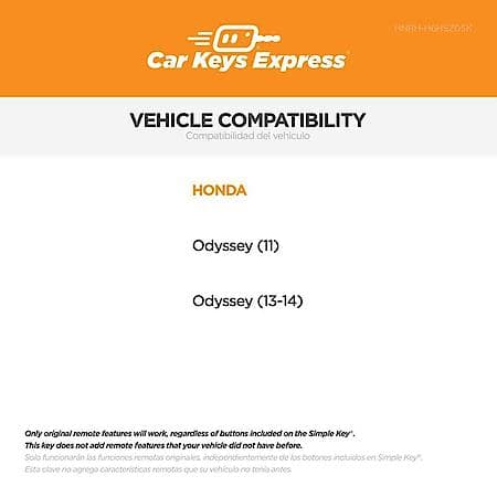 Replacement Honda Remote & Key Combo - 6 Buttons