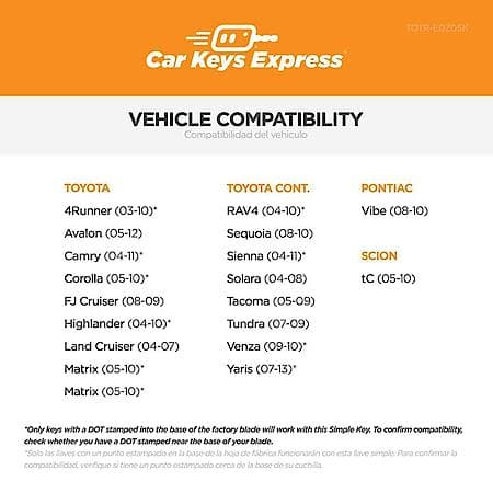 Toyota Transponder Key - New/Uncut Key Blade