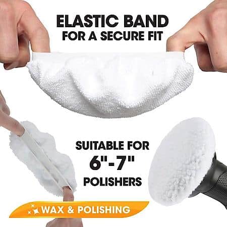 Polishing Bonnets, 2 Microfiber & 1 Wool, 6"-7", 3 Pack