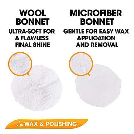 Polishing Bonnets, 2 Microfiber & 1 Wool, 9"-10", 3 Pack
