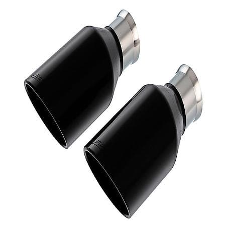 3"Dia Inlet, 5"Dia Outlet, SS, Black Chrome, Round, Angle-Cut, Set Of 2