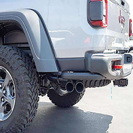 SS, 2.75"-2"Dia Pipe, Single Exhaust With Quad Split Rear Behind Rear Tires Exit