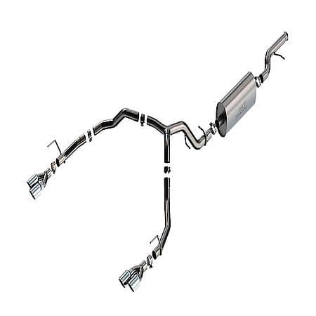 SS, 3"-2.75"Dia Pipe, Single Exhaust With Quad Exit, Truck Dual Split Rear Exit