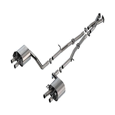 SS, 2.25"Dia Pipe, Dual Exhaust With Quad Exit, Dual Split Rear Exit