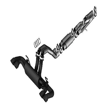 SS, 3"-2.75"Dia Pipe, Dual Exhaust With Quad Exit, Single Split Rear Exit