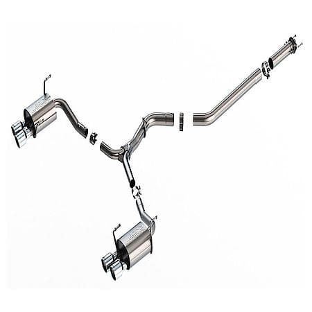 SS, 3"-2.25"Dia Pipe, Single Exhaust With Quad Exit, Dual Split Rear Exit