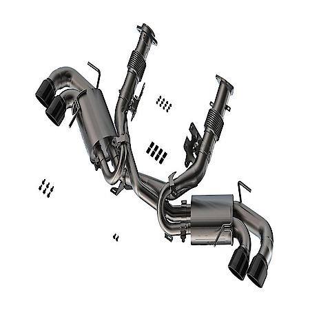 SS, 3"/2"/2.75"Dia Pipe, Dual Exhaust With Quad Exit, Dual Split Rear Exit