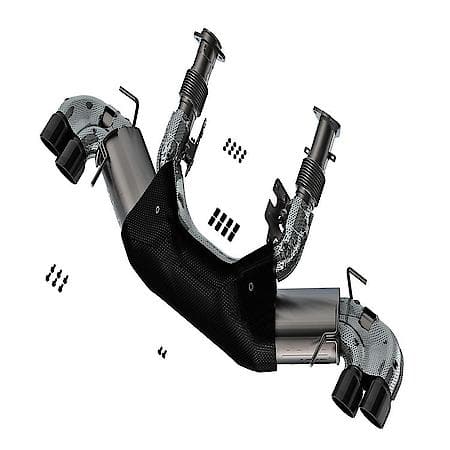 SS, 3"/2"/2.75"Dia Pipe, Dual Exhaust With Quad Exit, Dual Split Rear Exit