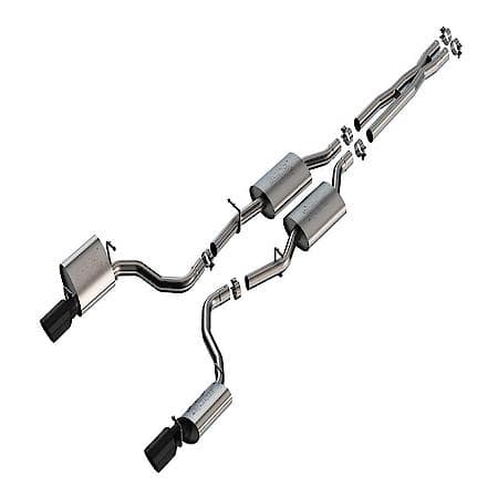 SS, 2.25"Dia Pipe, Dual Exhaust With Dual Exit, Single Split Rear Exit, 4.5"Tips