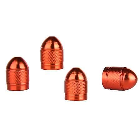 Aluminum Tire Valve Caps, Red, Sensor Safe, Pack of 4