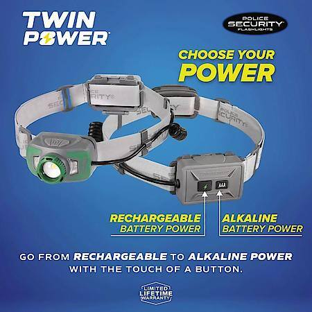 Twin Power 800 Lumen Headlamp with 80m Beam Distance, 17 Hr Runtime
