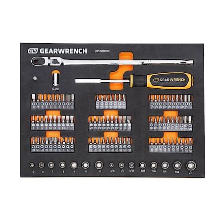 105 Piece 1/4" Drive Slim Head Mechanics Tool Set in Foam Storage Tray